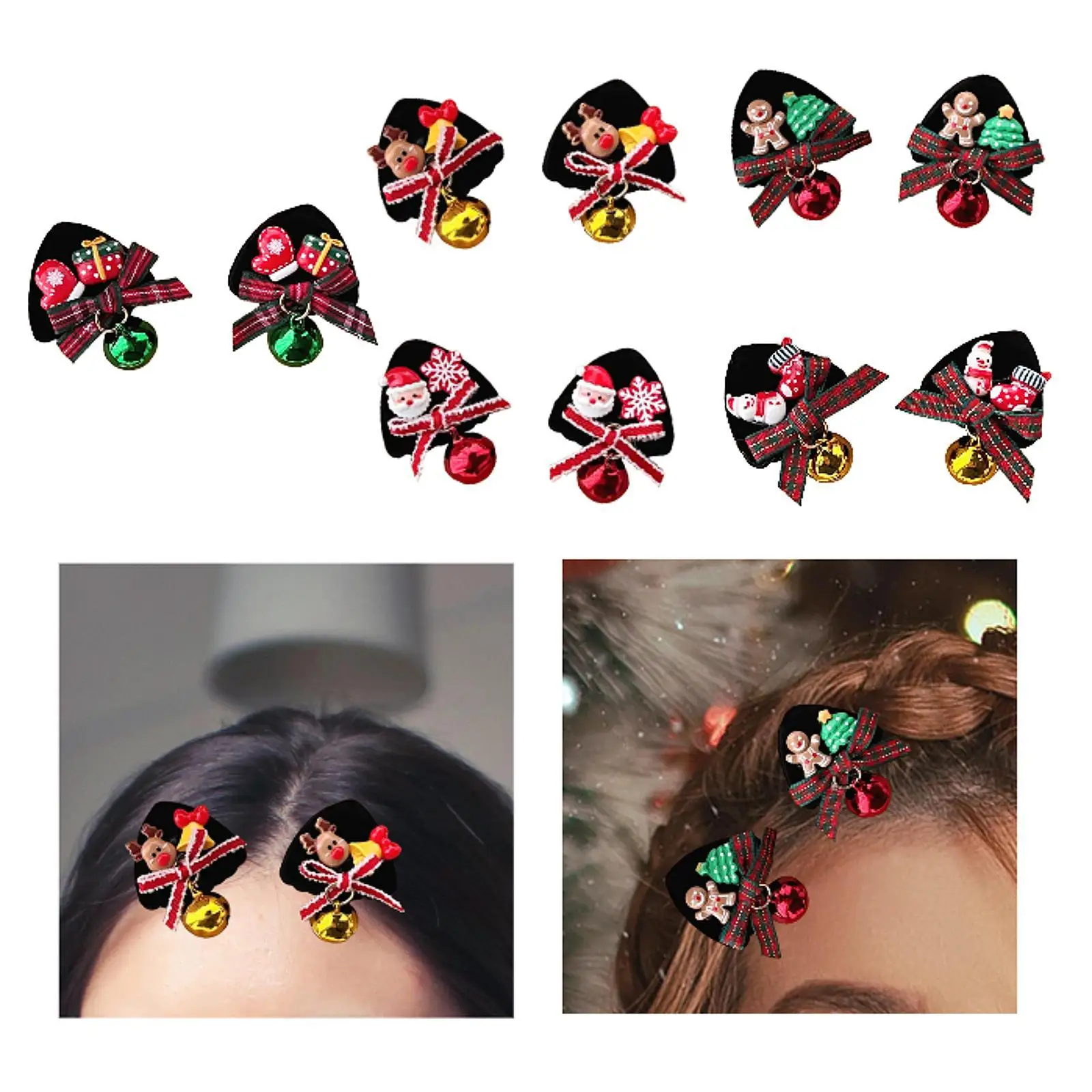 2x Christmas Hair Clips Props Headwear Costume Adults Side Clips for Stage Performances Halloween Role Play Fancy Dress Birthday