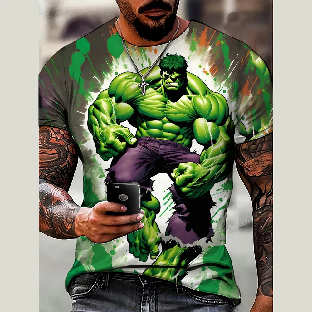 

Disney 2025 Summer Trend 3D Printed Hulk Men's T-shirt Marvel Character Short Sleeve Clothing Men's Fashion Street Clothing