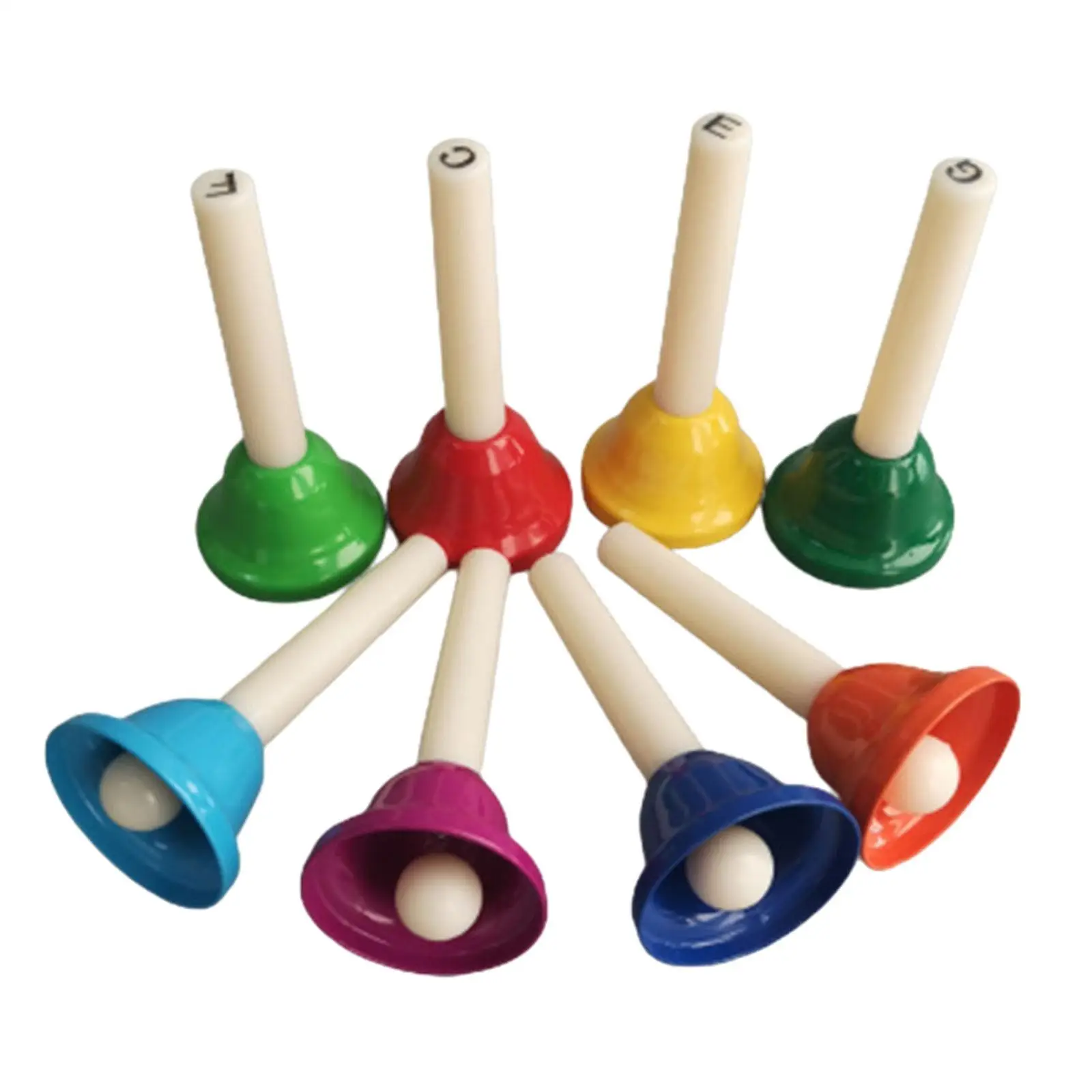 Children’s Musical Handbells 8 Note Diatonic Percussion Instrument Set Colorful Metal Bells for Teaching and Gifts