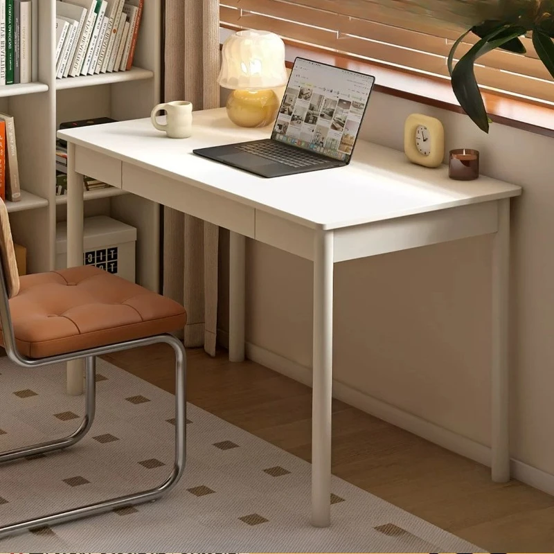 Solid wood desk, student writing white office study computer desk