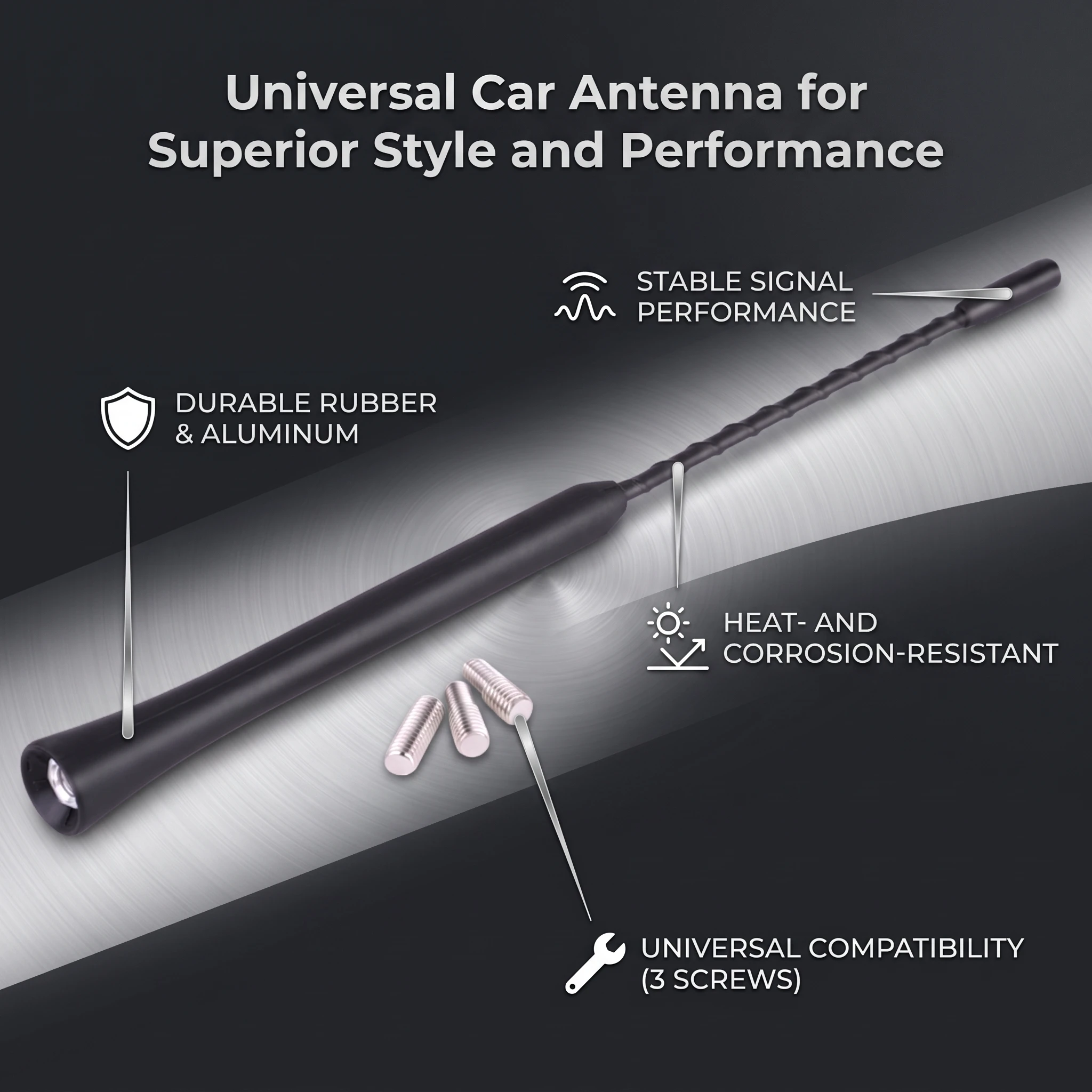Antena de señal de Radio Universal para coche, reemplazo de amplificación, antiruido, antena de Radio FM aérea con tornillos, 9 pulgadas