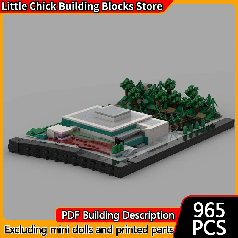 

Модель City Street View MOC, строительные кирпичи, центр города, средняя школа, модульная технология, детские праздничные подарки, сборка игрушек, костюм