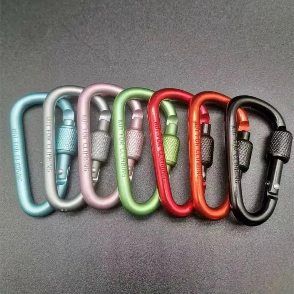 Multi Colors Aluminum Alloy Carabiner Safety Buckle Keychain with Lock Climbing Button D-shape Carabiner Camping Hiking Hook