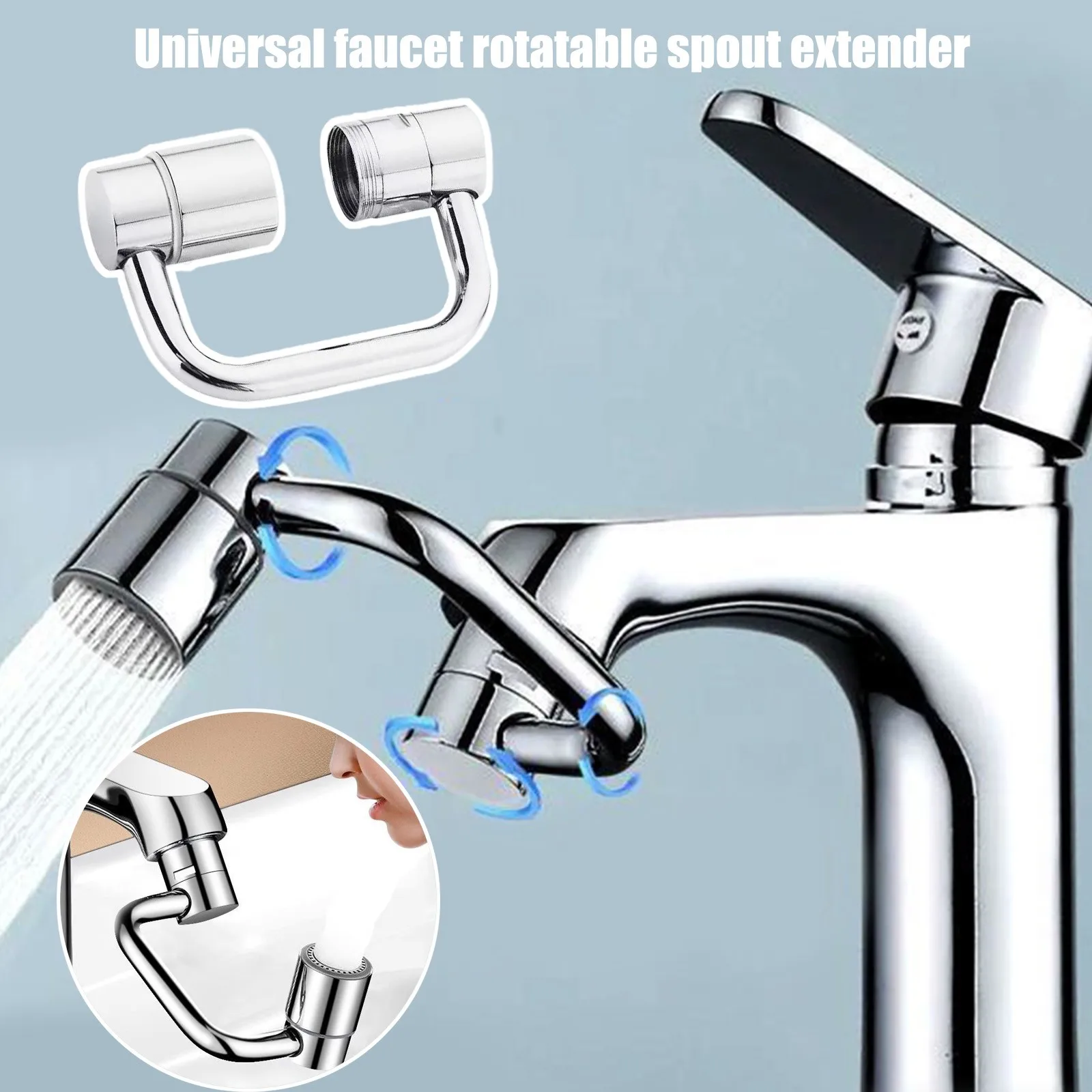 

1pc Swivel Stainless Steel Kitchen Faucet Extender Universal Splashproof Dual Mode Bathroom Sink Accessories