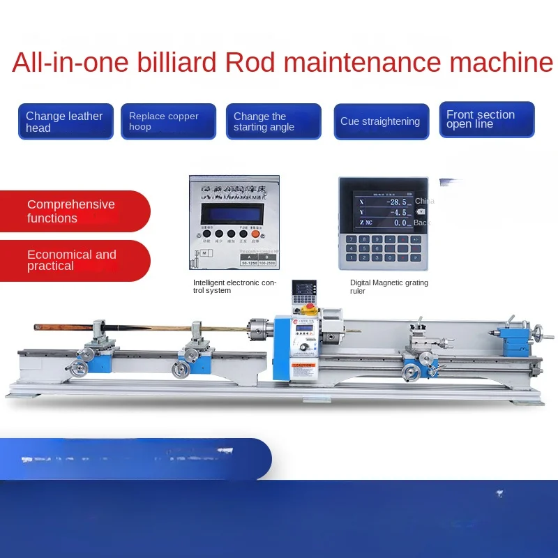 Ball Repair Rod Machine Multi-Function Lathe Desktop Billiard Cue Straightening Replacement Leather Tip Copper Hoop