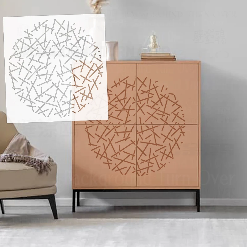 Estêncil Personalizado de 50cm - 90cm para Pintura em Parede, Molde para Fabricantes de Móveis, Tijolo de Gesso, Pintura Circular Abstrata Redonda S682