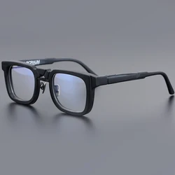 Retro Square Glasses Personality Male and Female Brand Designer Design Myopia Anti-blue Color Discoloration Flat Light