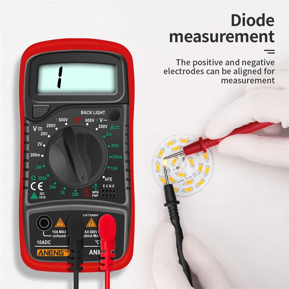 ANENG AN8205C Portable Digital Multimeter AC/DC Ammeter Volt Ohm Tester Meter DC 600V Multimetro With Thermocouple LCD Backlight