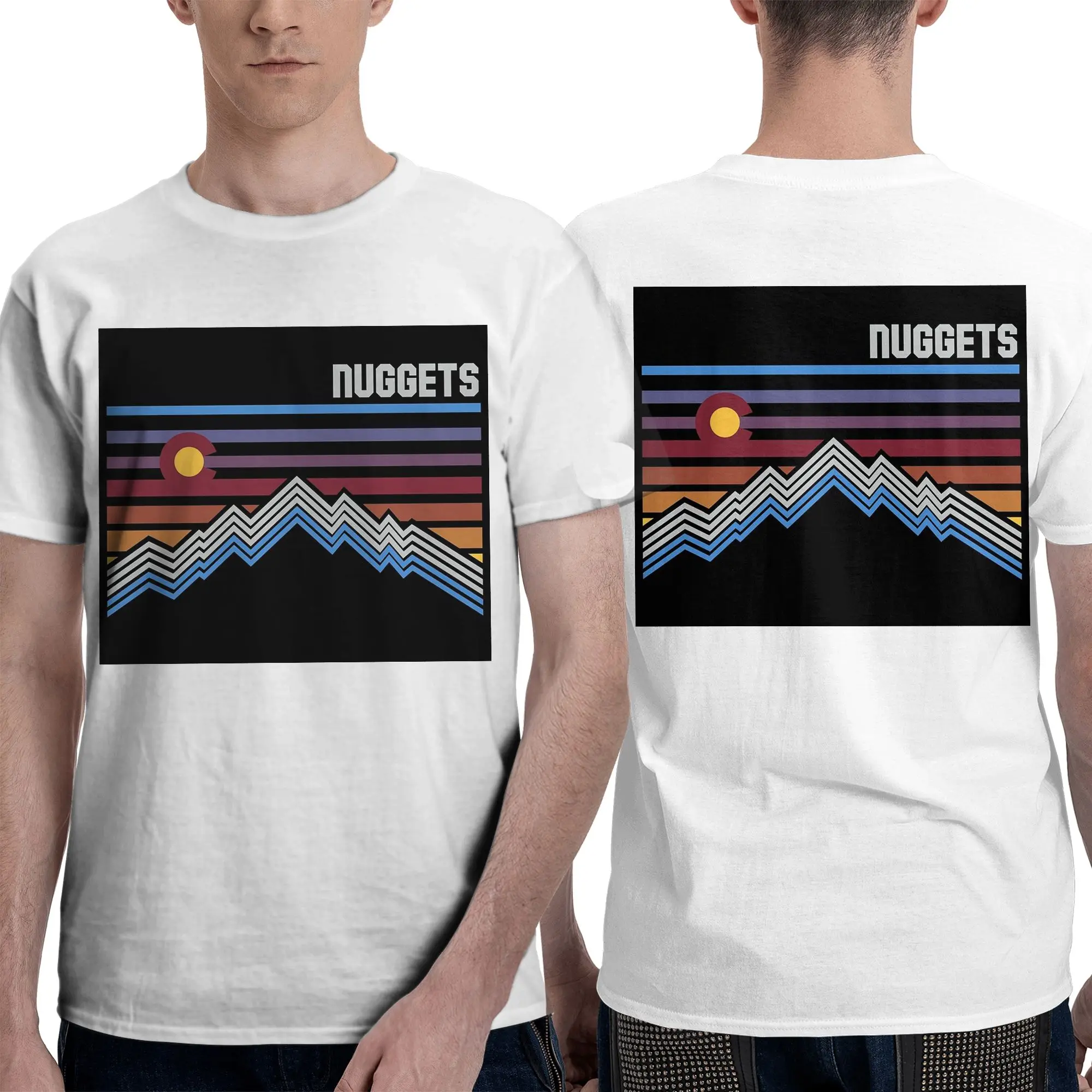 Camiseta de los Denver Nuggets para hombre, camisetas de doble cara de talla grande, camisetas de algodón con cuello redondo para hombre, camisetas cortas de verano para hombre