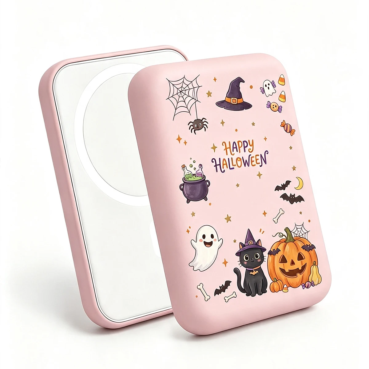 2 Halloween-Themed Tpu Magnetic Charging Protective Cases, Compatible with Apple's Original Magsafe Wireless Power Bank - Halloween-Themed Design, Anti-Drop Protection - Batteries Not Included - Halloween Gift