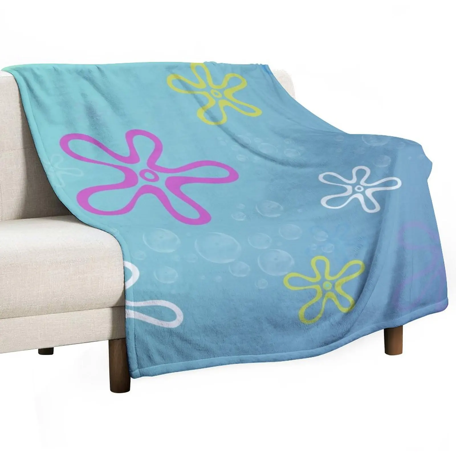 Bikini Bottom (Hawaiian Theme) Throw Blanket Decoratives bed plaid sofa bed blankets and throws Blankets