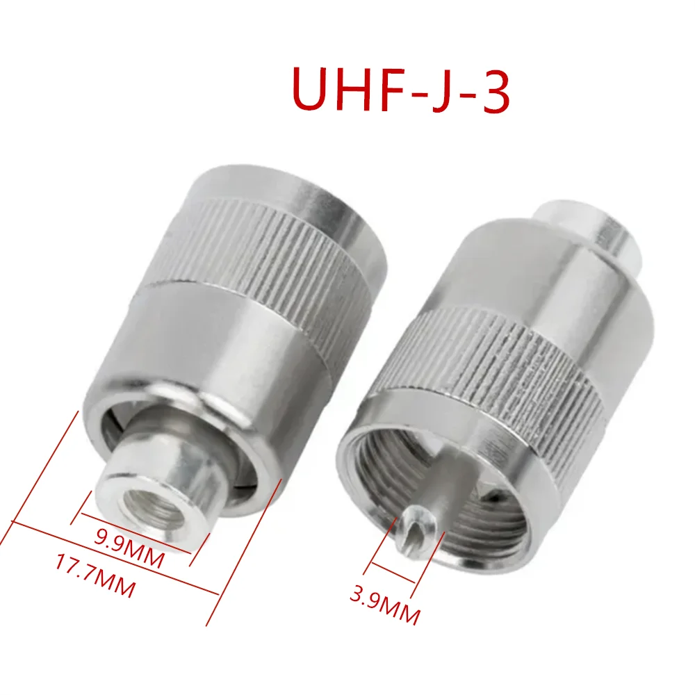 1PC Connector UHF Male PL259 Plug Solder RG58 RG142 LMR195 RG400 RF Cable Silver UHF-J-3