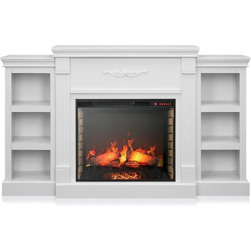 

Modern 70" Electric Fireplace Heater Mantel TV Stand & Media Entertainment Center for TVs up to 68" with Energy.