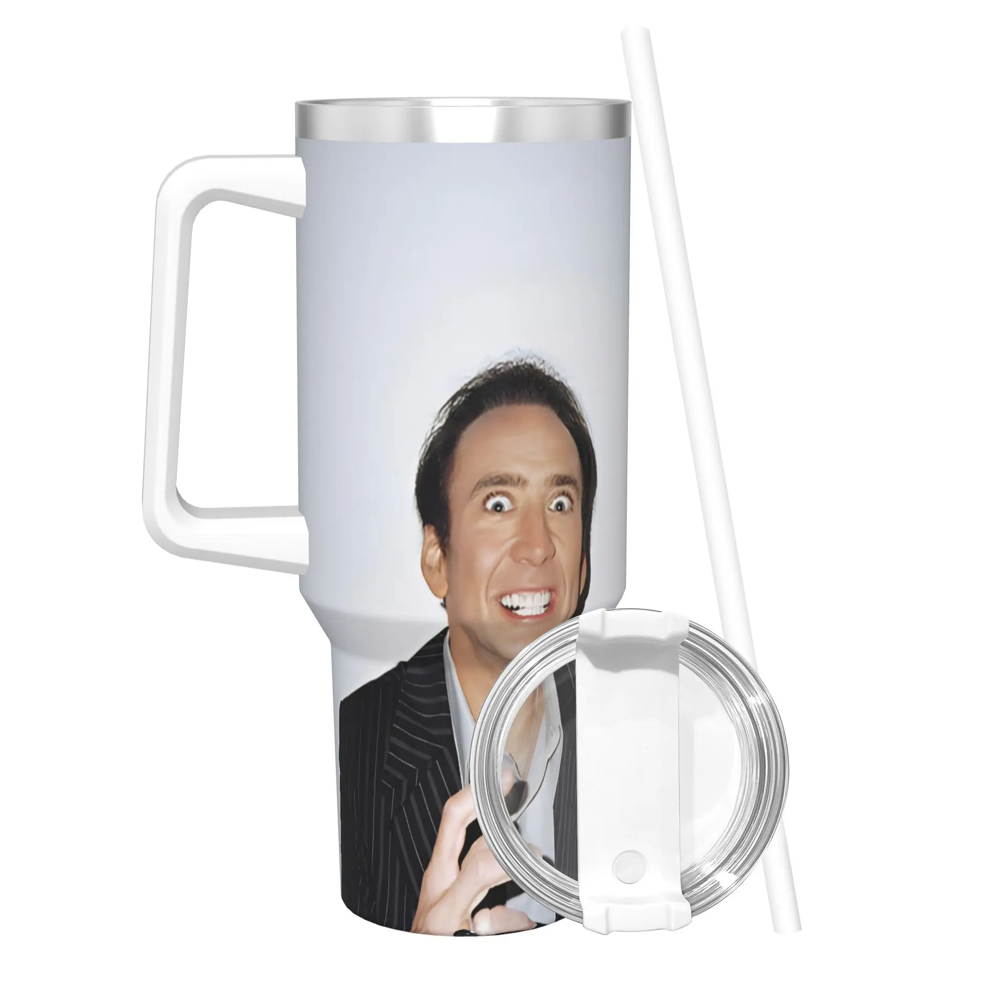 Nicolas Cage 40oz Tumbler Stainless Steel Double Wall Vacuum Insulated  Tumblers Mug With Straw