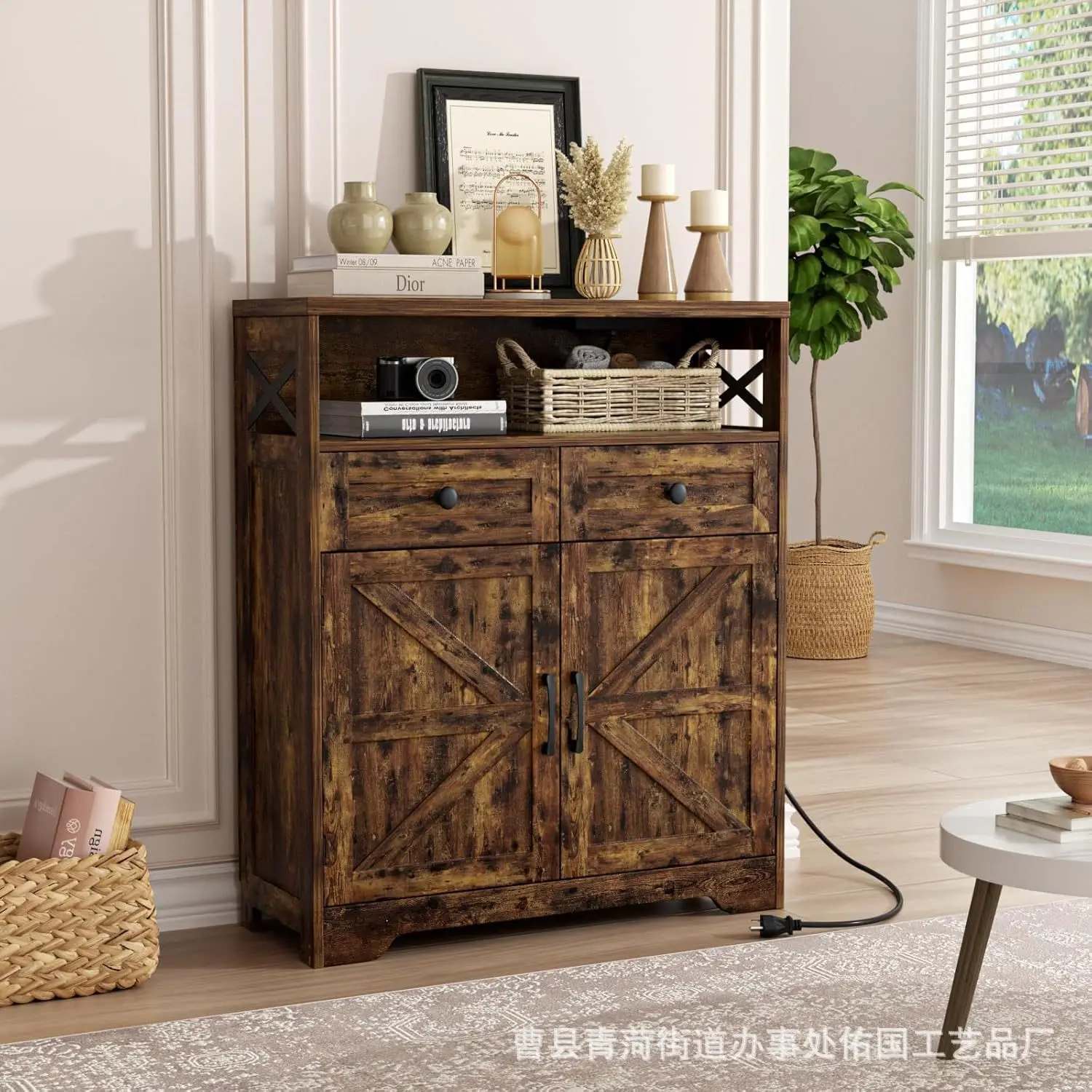 American country entrance storage locker coffee machine tableware storage cabinet kitchen storage integrated cabinet