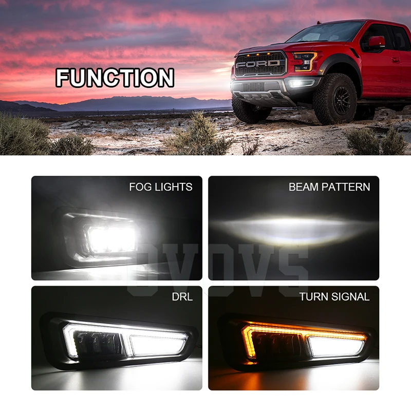 Bumper DRL Sequential Turn Signals Led Fog Light for Ford Raptor F150 2017 2018 2019 2020