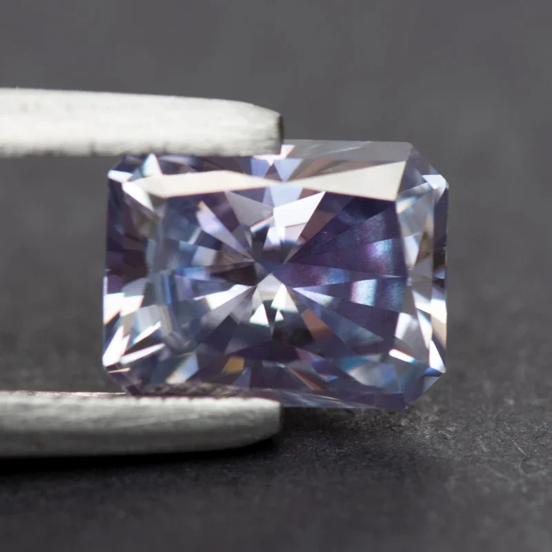 Moissanite หิน Radiant Cut สีลาเวนเดอร์สําหรับทําอัญมณี DIY แหวนสร้อยคอต่างหูวัสดุหลักที่มีใบรับรอง GRA