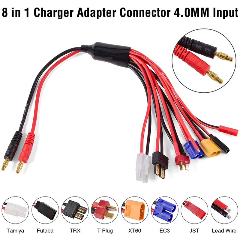 4,0 mm Banana 8-in-1 RC-Ladeadapter – universelles Lipo-/NiMH-Batteriekabel für IMAX B6/B6AC – Ladelösung für Auto/Drohnen