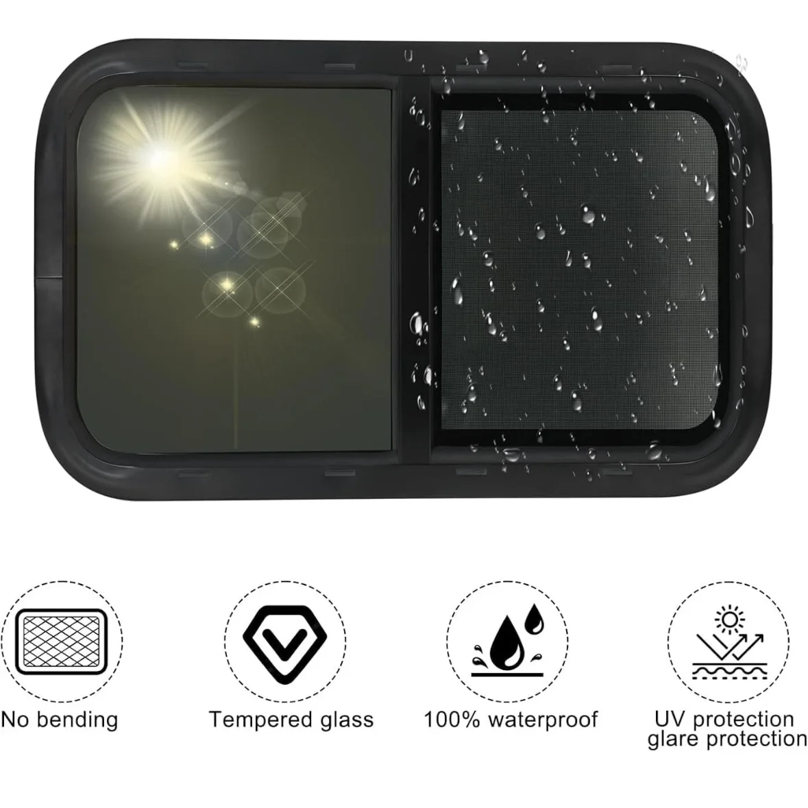 High Quality Aluminum Alloy 648*419mm Sliding Car Window Tempered Glass for Caravan RV Camping ECE Certified Made China
