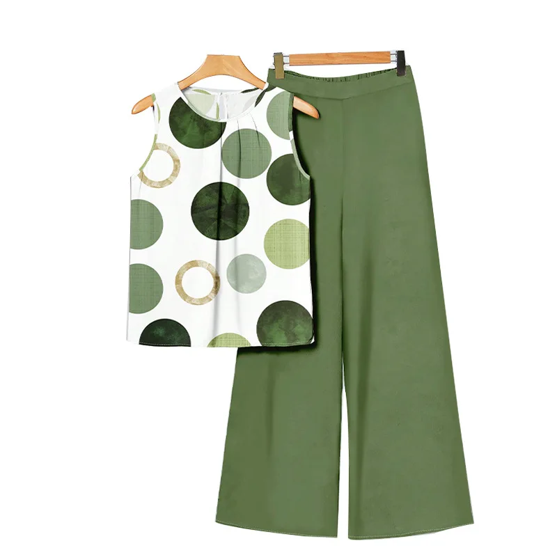 Pantaloni casual a gamba dritta con top corto in due pezzi Completo pantalone estivo da donna 2025