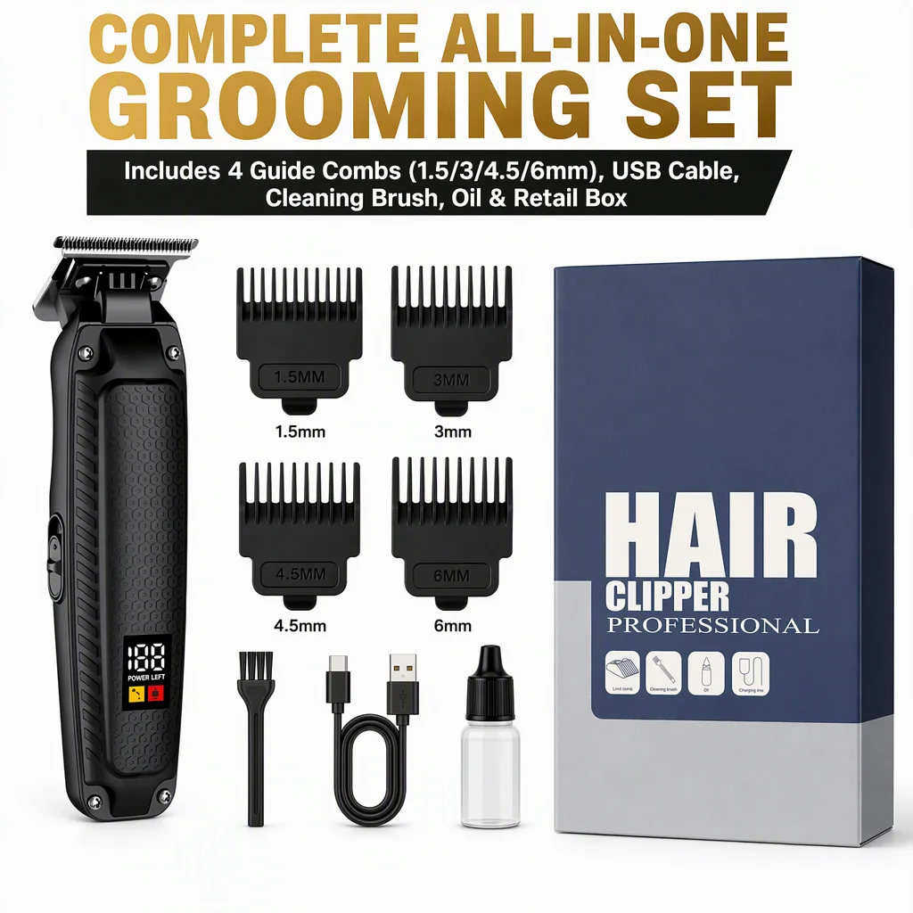 Zero Gapped T Blade Hair Trimmer - Professionele draadloze tondeuse voor mannen, 6500
