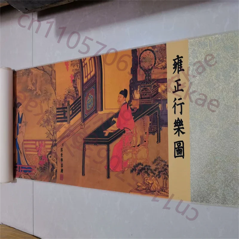 

Старинная китайская свитковая живопись тушью и акварелью, традиционное произведение искусства эпохи Юнчжэн (Синлэ Ту) для домашнего декора и коллекционирования.