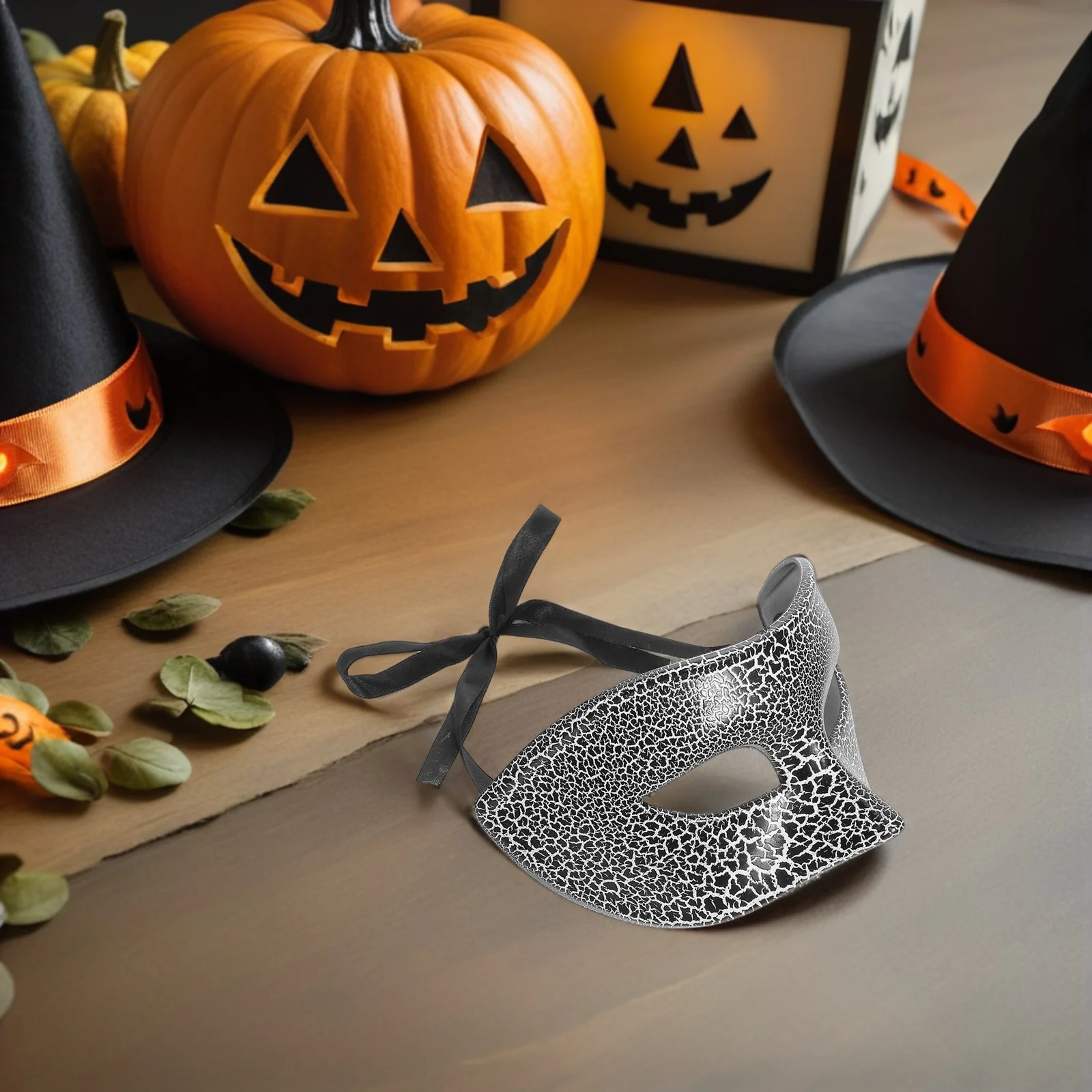 

Halloween Crack Half Face Mask Scary Vintage Masquerade Plastic Costume Prop for Party Carnival Cosplay Events