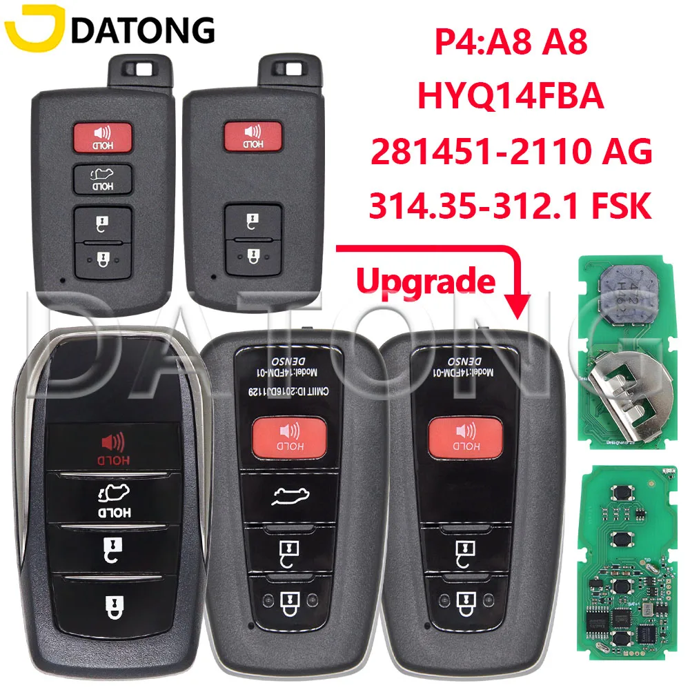 Datong 314.35-312.1 FSK 8A P4:A8 A281451-2110 AG 8 Car Key For Toyota Limited Kluger Highlander 4Runner Tundra Land Cruiser