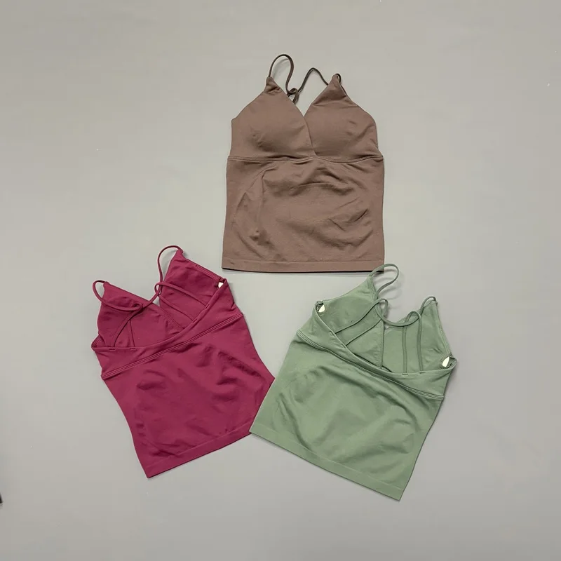 HISTELLO Halter Sports Tank Women V Neck Slim Fit Super Stretchy Dry Breathable Tummy Control Support Shape Fashion Gym Workout