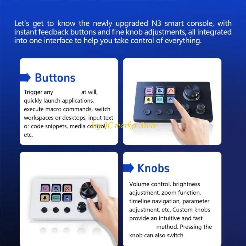 D7YC Клавиатура Экранная ручка Настройка Макрос Мини-клавиатура Визуальная настольная консоль для настольного компьютера подарок