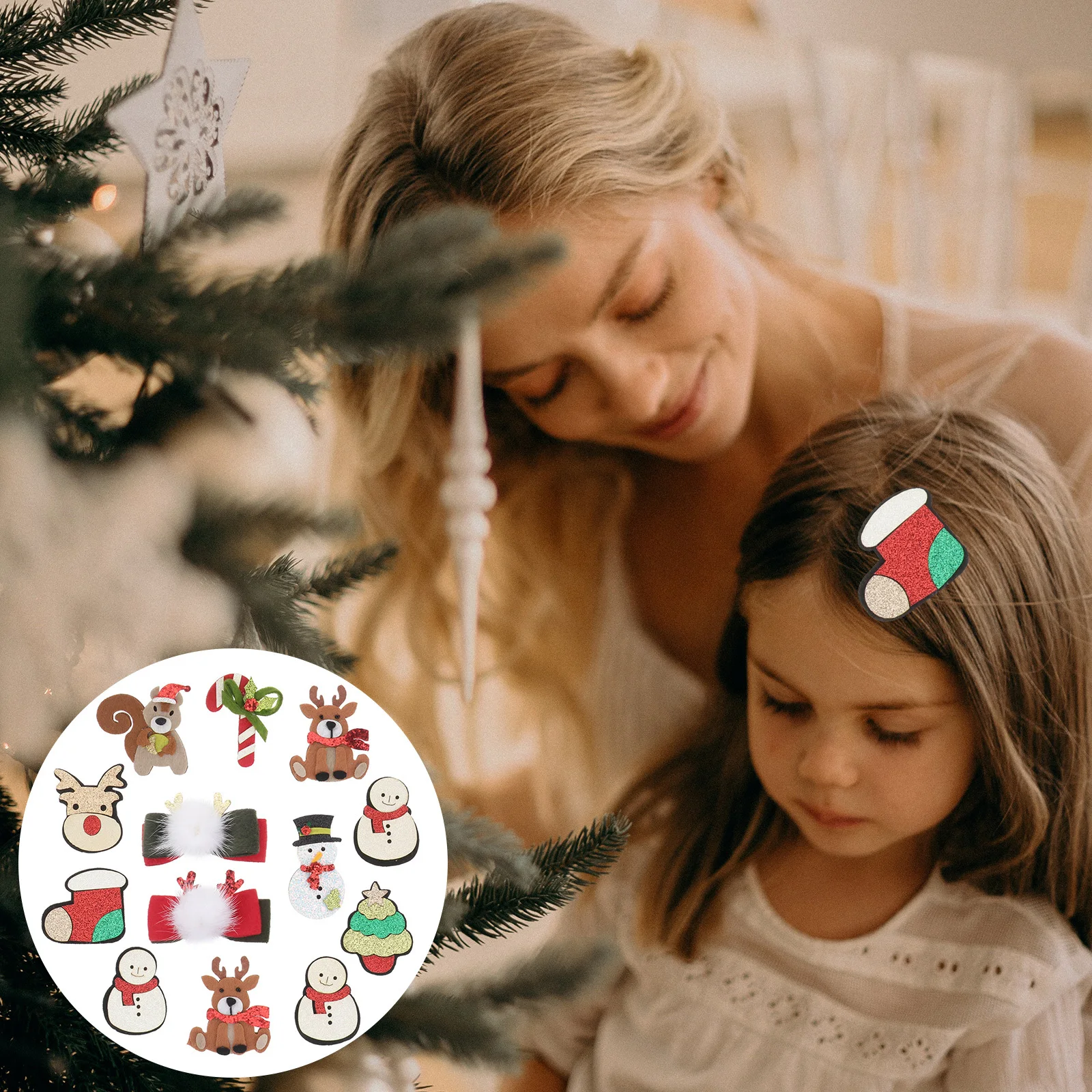 

13Pcs Christmas Hair Accessories DIY Elements Headpin Materials Long-Lasting Embellishments for Hairbands Brooches Party Wedding