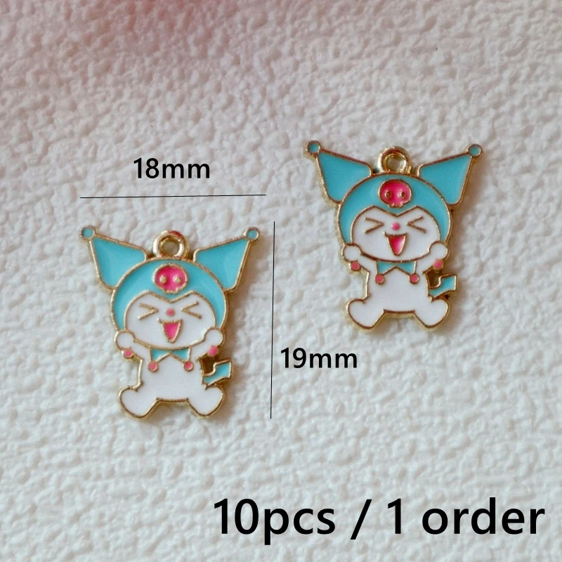 10 sztuk Kawaii Anime Sanrio Hello Kitty metalowy wisiorek emalia stop Charms naszyjnik DIY bransoletka brelok biżuteria dekoracyjna Dangle2