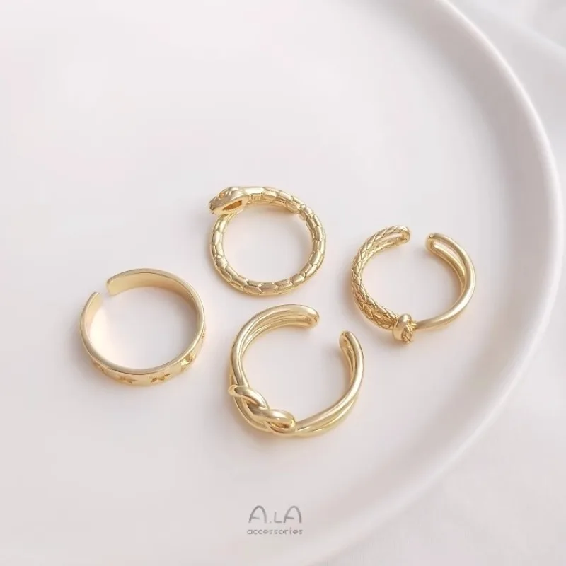 Color Fashion 14K Gold Knotted Ring Snake Ring Pentagram Ring Cold Light Luxury Internet Celebrity Index Finger