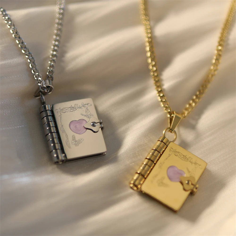 Simple Openable Book Necklace Engraved For all those Who Found Themselves in Books Letter Pendant Gift For Women Men