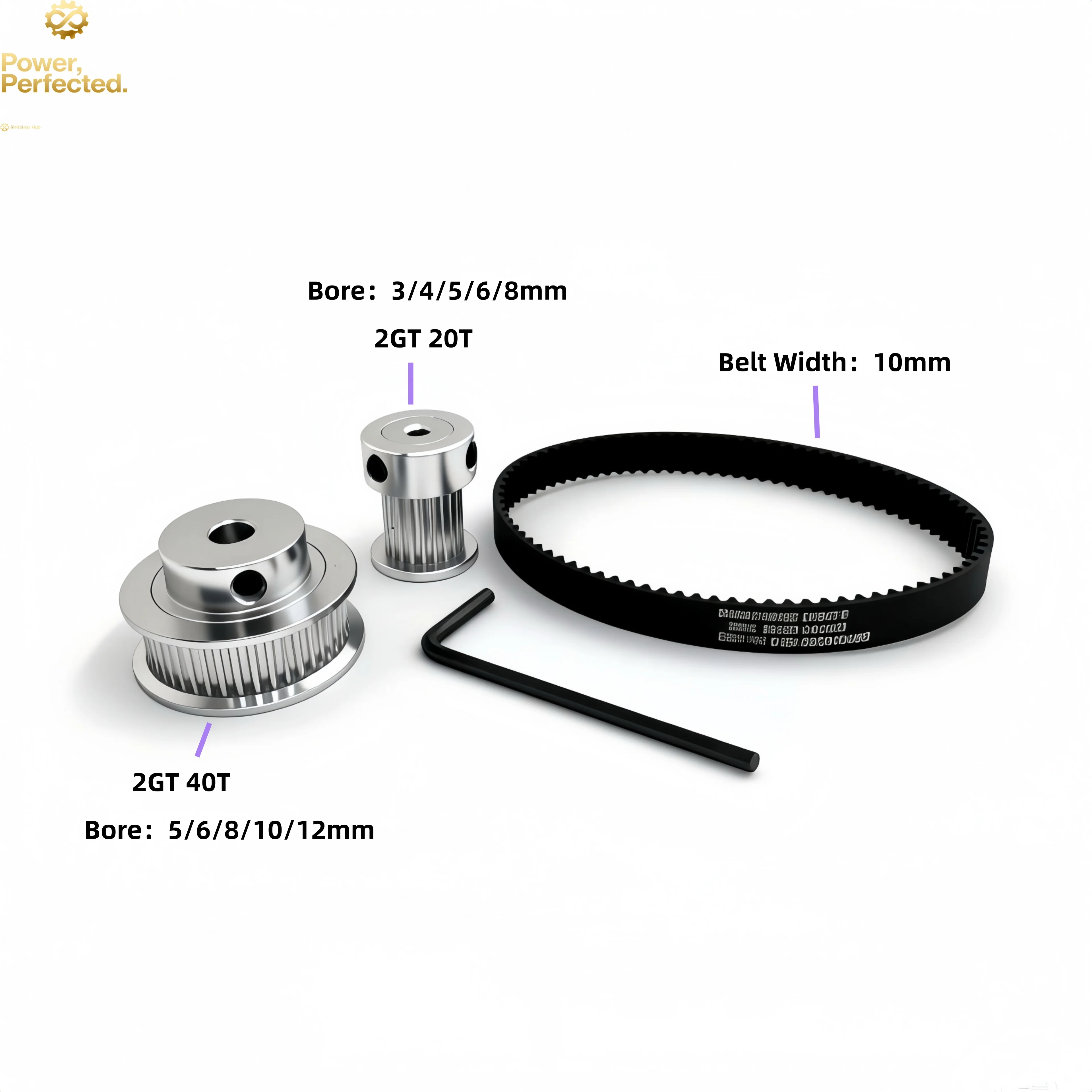 2GT Timing Belt Pulley 20T 40 Teeth Width 10mm Set Tensioning Wheel Bore 3~12mm Reduction 2:1GT2 Synchronous Pulley Belt Kit