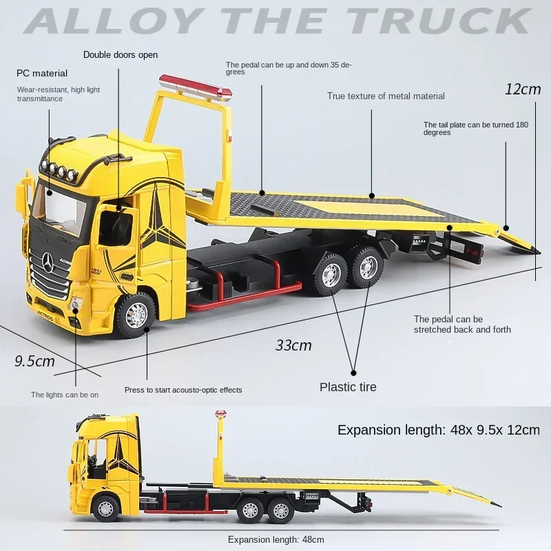 دييكاست 1:24 مقياس سبيكة مرسيدس بنز شاحنة مقطورة نموذج مسطح الناقل الاطفال الصبي لعبة هدية مجمعة مصغرة Voiture