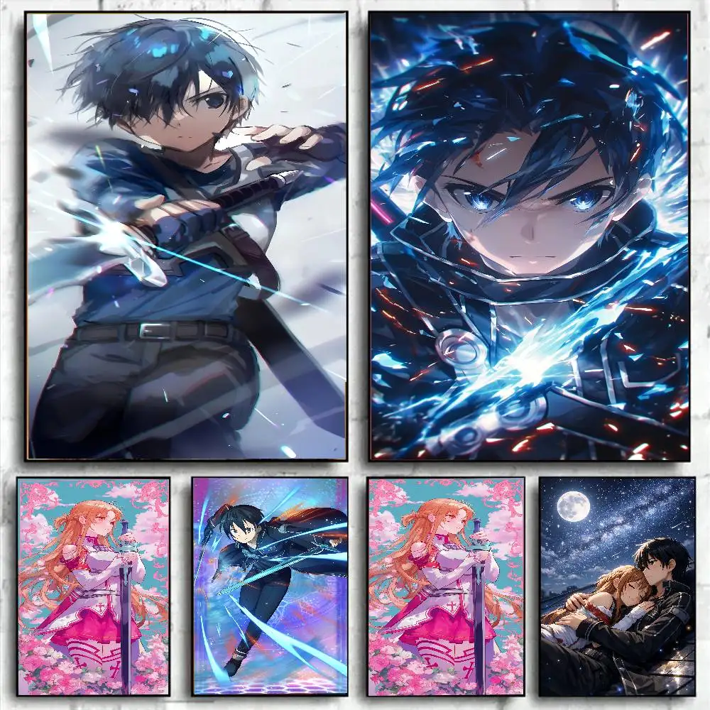 Sword Art Online  Anime Poster Kirito Asuna Eugeo Alicization HD Waterproof Wall Art Home Bedroom Decor