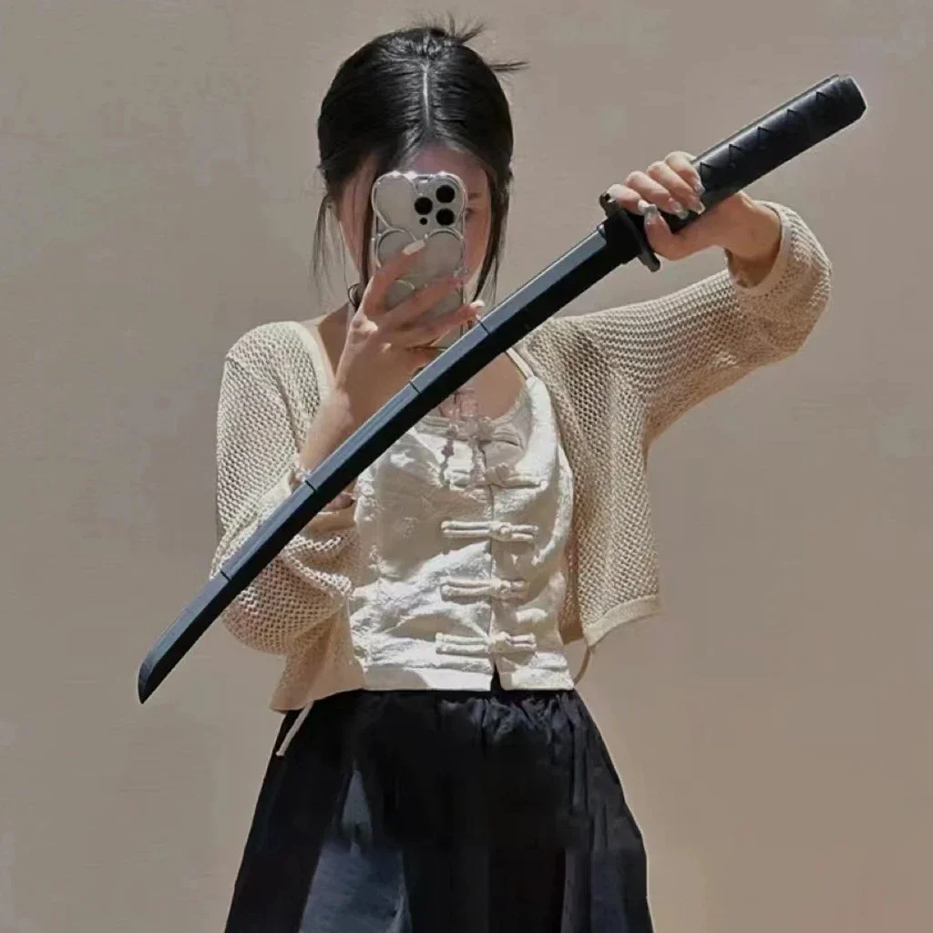 3d impresso gravidade em linha reta para fora telescópica samurai alívio do estresse brinquedos extensíveis cos adereços criativo dobrável katana presentes engraçados