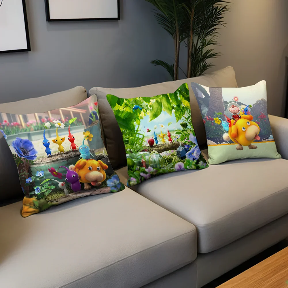 Game P-Pikmins 4 Pillow Case Sofa Decorative Home Double-sided Printing Short Plush Cushion Cover