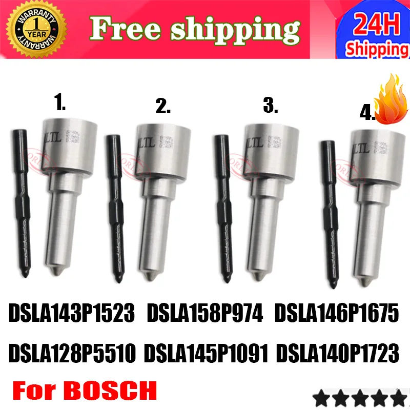 

4PCS DSLA128P5510 DSLA145P1091 DSLA140P1723 DSLA143P1523 DSLA158P974 DSLA146P1675 For BOSCH Diesel Rail Fuel Injector Nozzle