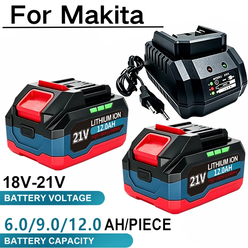 21v Lithium Battery 6/9/12AH For Makita 18V Battery Power Tools For Makita 18V DDF487 BL1860 BL1840 BL1850 Power Tool Battery