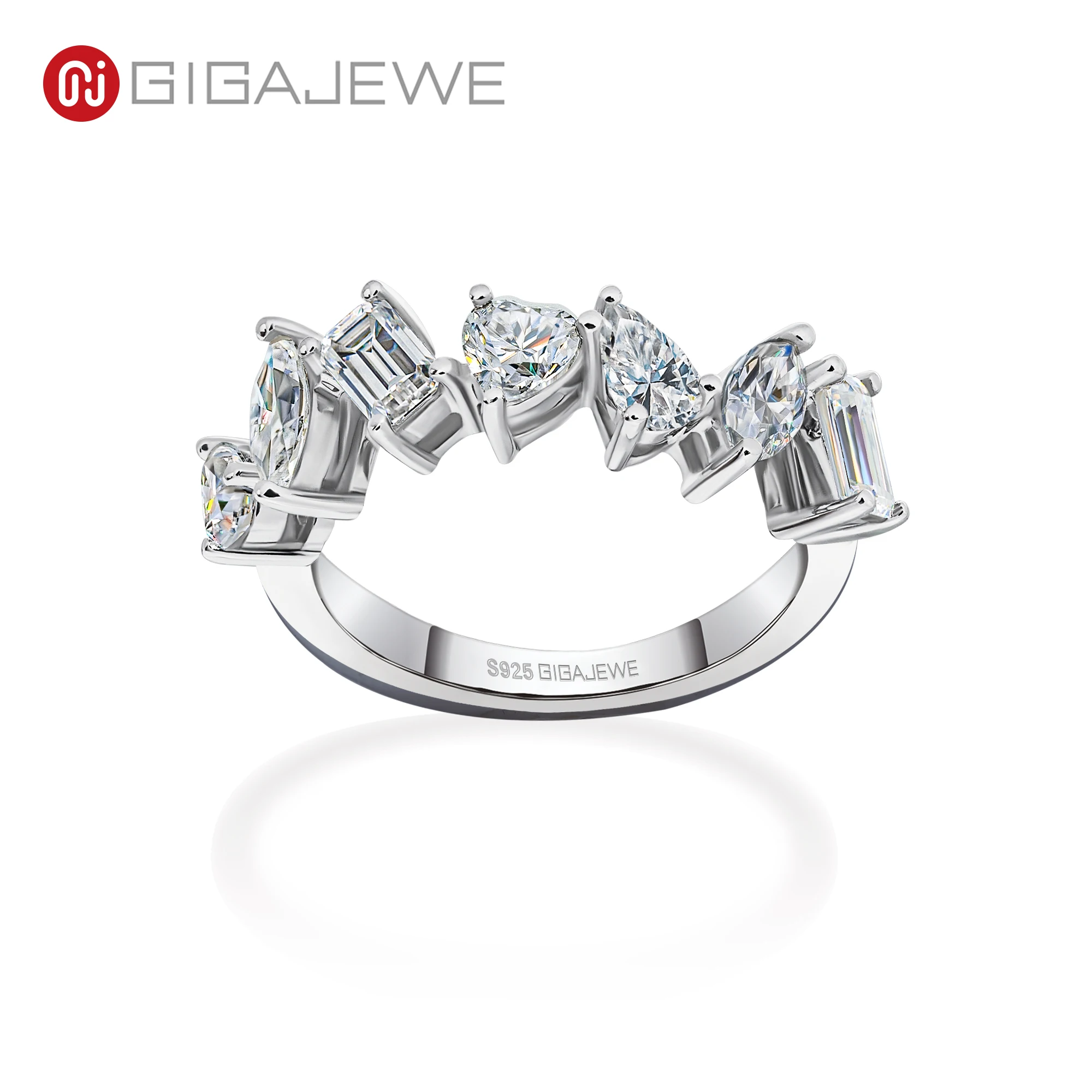 

GIGAJEWE 925 Sterling Silver 18K Gold Plated Multi-Stone Ring – Chic Prong Set Design for Women