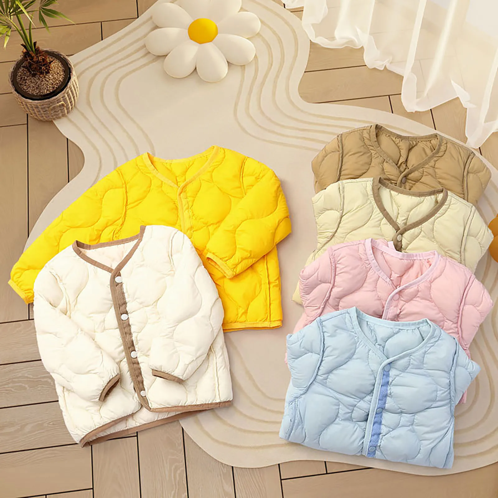 Campus Style Children Down Cotton Outerwear Boys Girls Autumn Winter Warm Jacket Solid Simple Versatile Children Windproof Coats