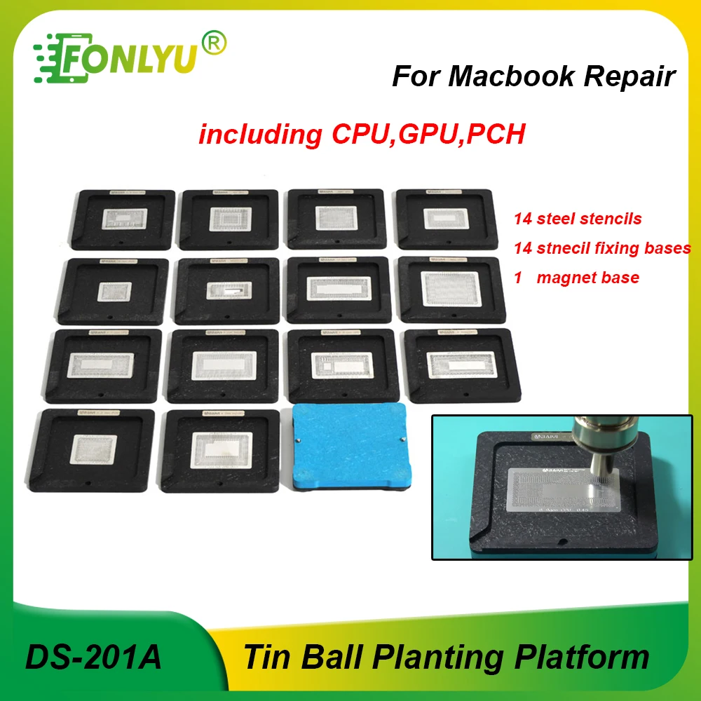 DS-201A Tin Planting Platform BGA Reballing Stencil Template for Macbook CPU GPU PCH BGA Rework Motherboard Repair Tool