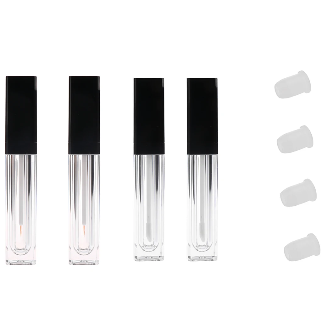 4pcs Refillable Lip Gloss Balm Eyeliner Tube Bottles Vials Cosmetic Containers Set for Split Charging