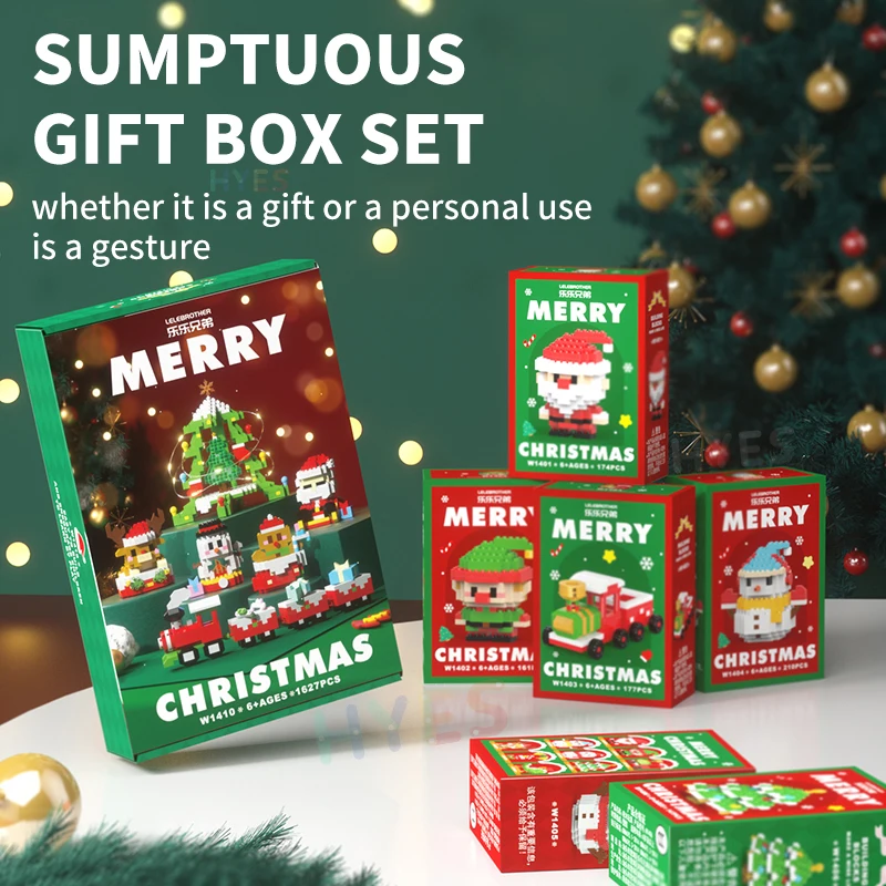 คริสต์มาสของขวัญ Micro Building Block Series Santa Claus Reindeer ปริศนาประกอบอิฐตกแต่งตาราง XMAS ของขวัญสําหรับเด็ก