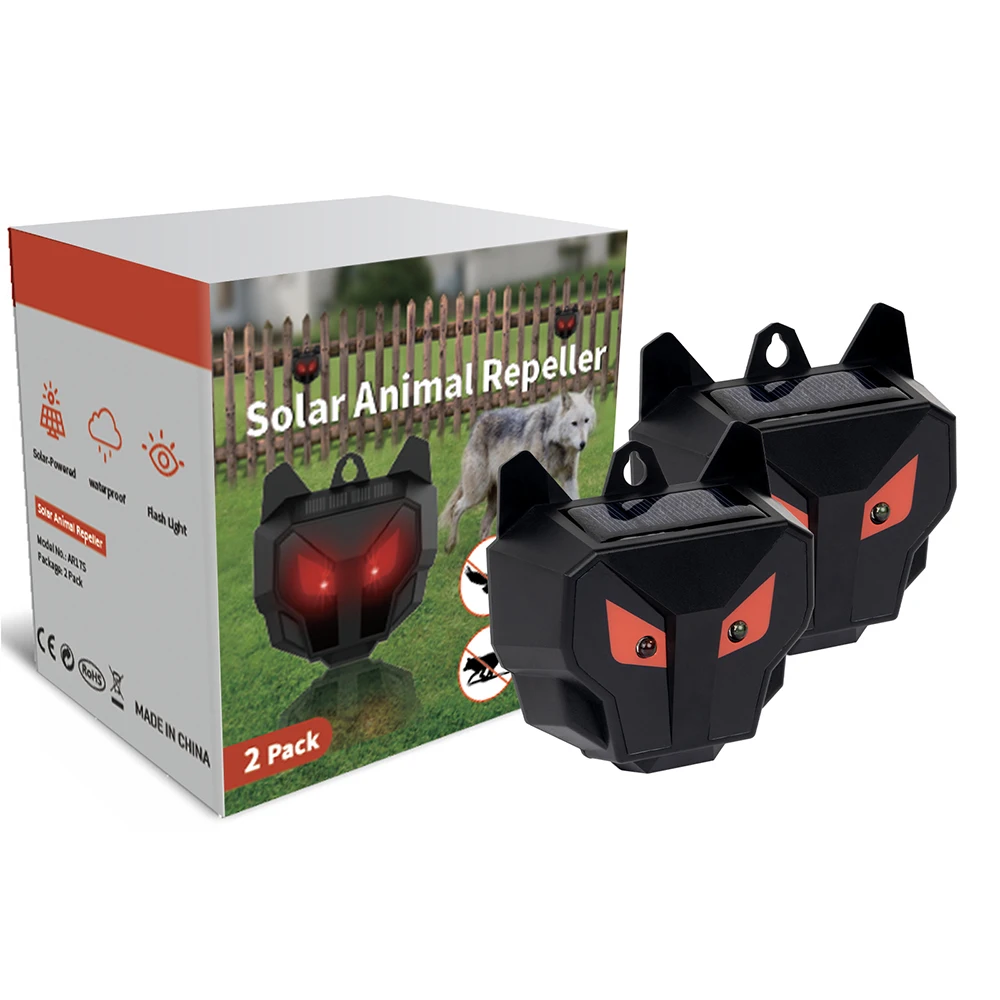 

2025US STOCK High Quality 2/4 Pack Animal Repeller Solar Powered Pest Control with Flashing Red Light for Outdoor Wild Pig/Fox
