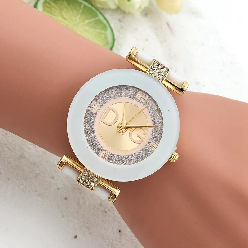 DQG-relojes de cuarzo con correa de silicona para mujer, reloj de pulsera con esfera grande, diseño Simple, marca lujosa, blanco y negro, creativo, a la moda