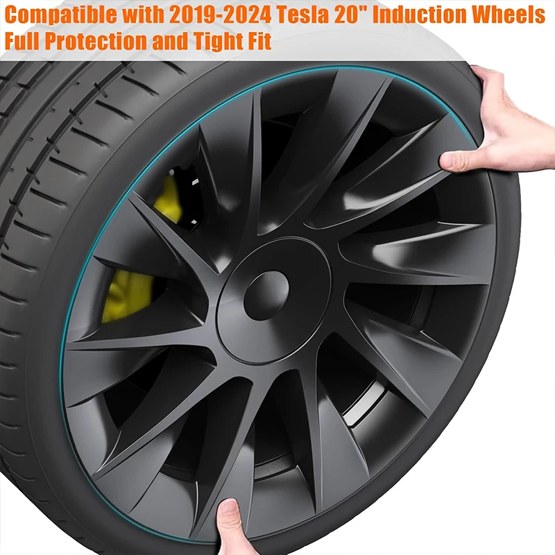 20-Inch Hub Caps for Tesla Model Y 2021-2024 Accessories 4Pcs/Set Full Coverage Wheel Cover Wheel Cap for Tesla Model Y 20-Inch