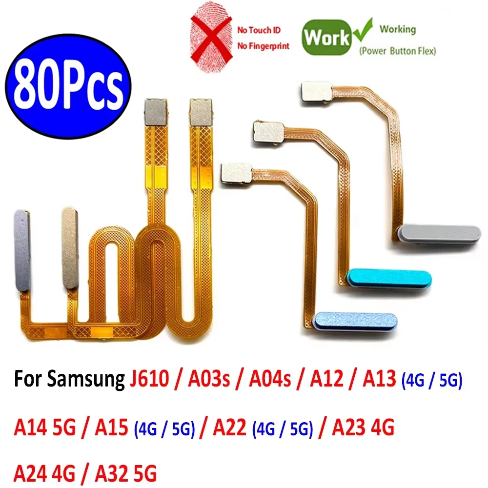 

80 шт., для Samsung A32 A24 A23 A22 A13 A14 A15 A12 A03s A04S Выключатель питания ВКЛ ВЫКЛ Кнопка «Домой» Боковая клавиша без отпечатков пальцев ID Flex
